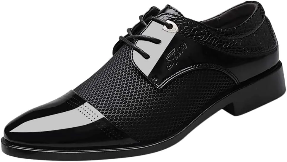 Men's Summer Dress Shoes with Breathable Mesh Casual Business Dress Shoes Summer Cap Toe Oxfords Men Lace Up Fashion Leather Shoe Comfortable Arch Support Walking Leather Derby Shoe