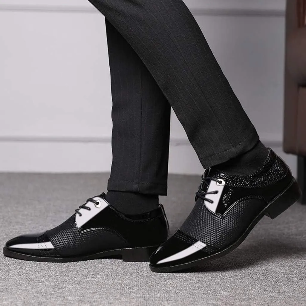 Men's Summer Dress Shoes with Breathable Mesh Casual Business Dress Shoes Summer Cap Toe Oxfords Men Lace Up Fashion Leather Shoe Comfortable Arch Support Walking Leather Derby Shoe