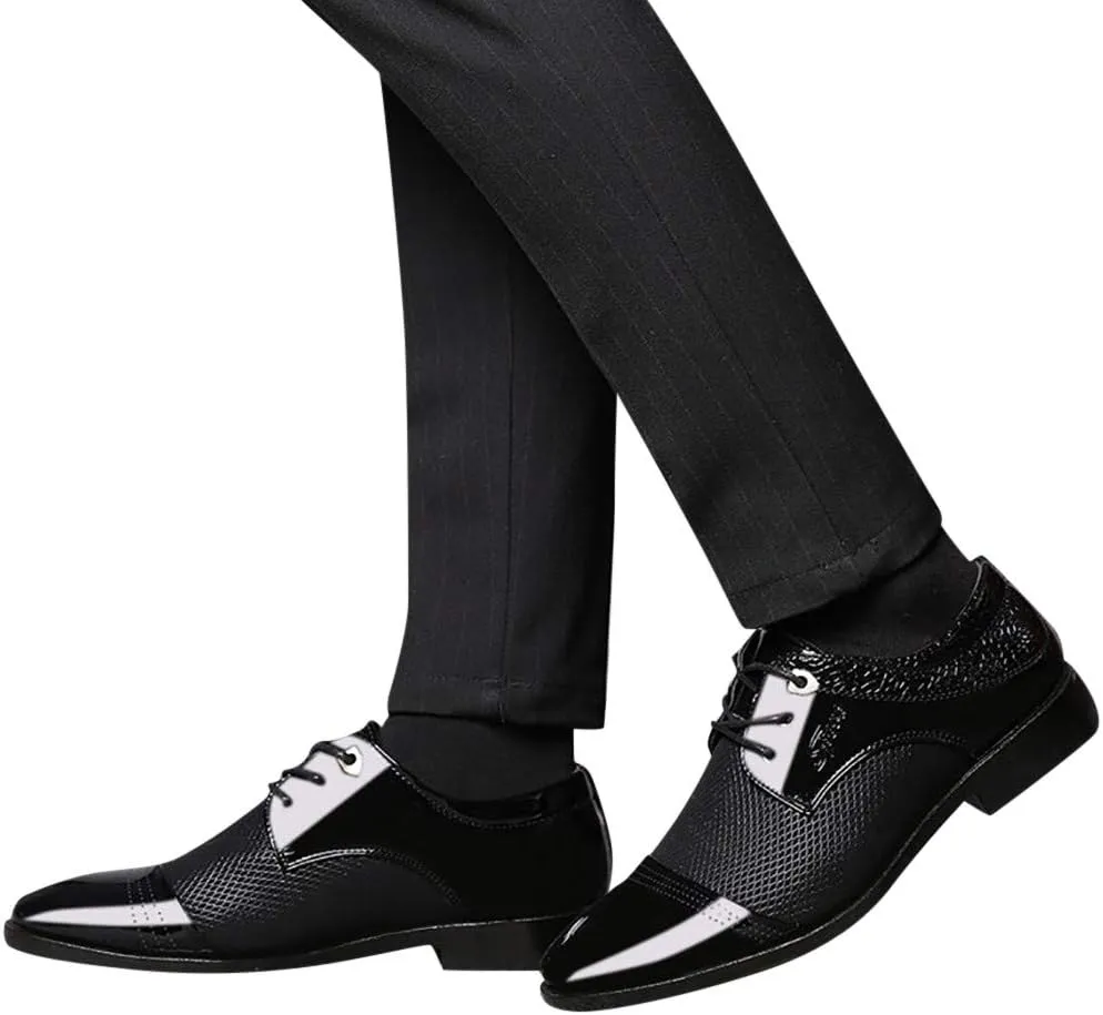 Men's Summer Dress Shoes with Breathable Mesh Casual Business Dress Shoes Summer Cap Toe Oxfords Men Lace Up Fashion Leather Shoe Comfortable Arch Support Walking Leather Derby Shoe