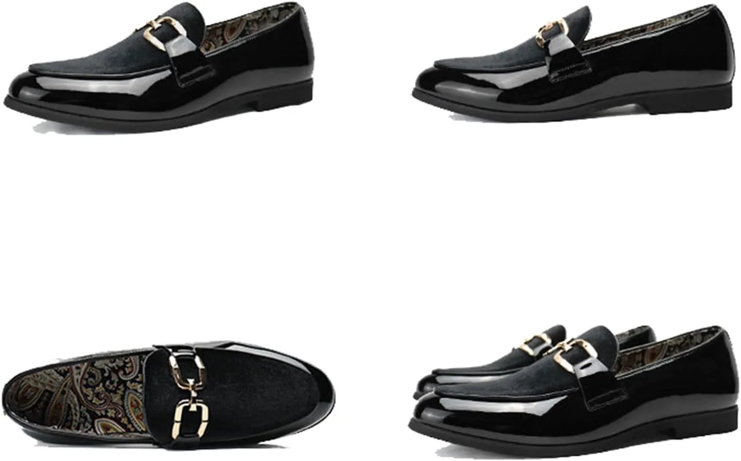 Men's Tuxedo Patent Loafers Classic Velvet Slip-On Dress Shoes Wedding Party Prom Shoes