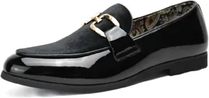 Men's Tuxedo Patent Loafers Classic Velvet Slip-On Dress Shoes Wedding Party Prom Shoes