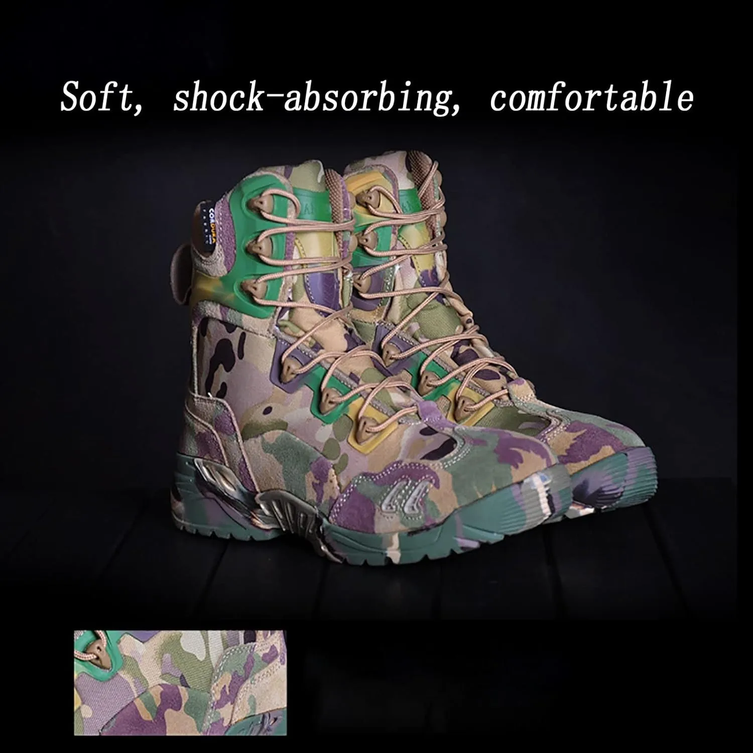 Men's Ultralight Combat Boots, Spring Autumn Outdoor Comfort with Zipper Hiking Shoes, Comfort Durable Lace-up Sports Tactical Military Boots