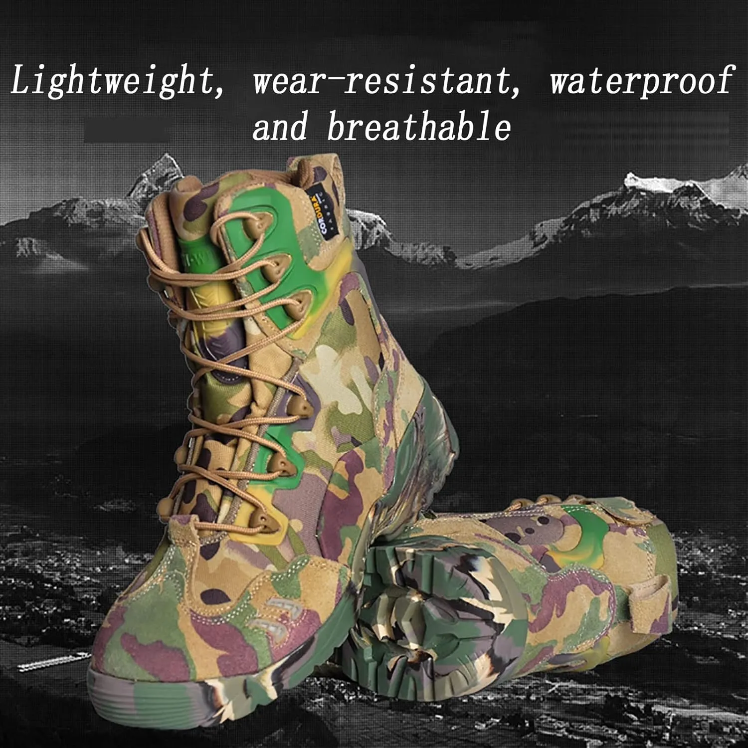 Men's Ultralight Combat Boots, Spring Autumn Outdoor Comfort with Zipper Hiking Shoes, Comfort Durable Lace-up Sports Tactical Military Boots
