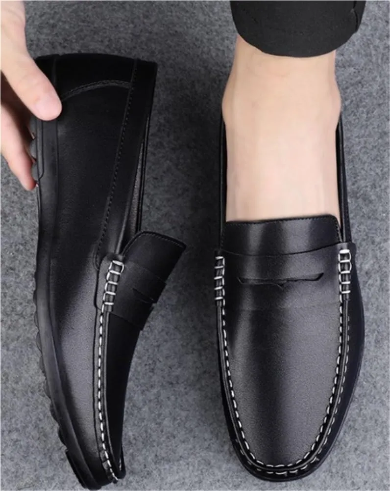 Mens Wedding Loafers Slip On Leather Comfortable Dress Shoes for Business Casual Lightweight Flexible Walking Shoes