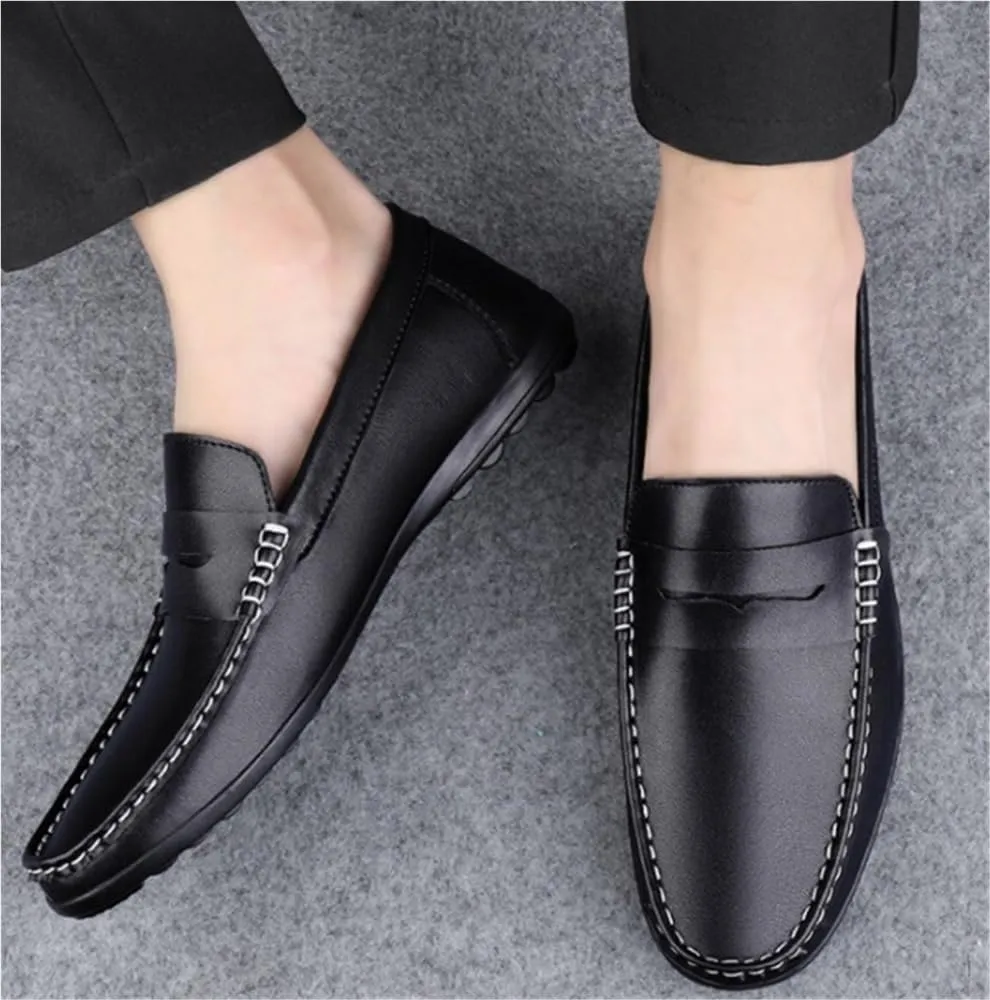 Mens Wedding Loafers Slip On Leather Comfortable Dress Shoes for Business Casual Lightweight Flexible Walking Shoes