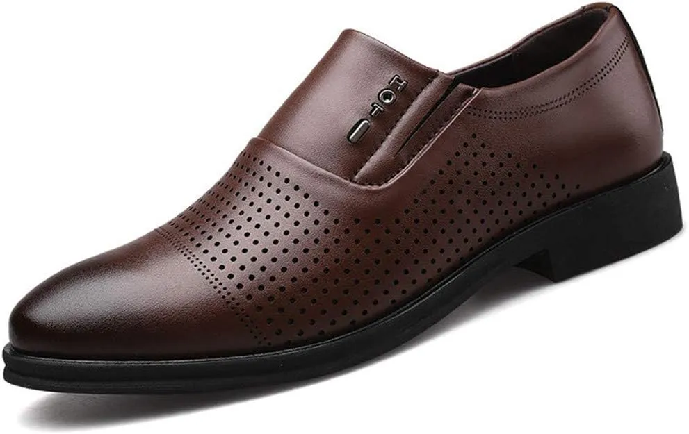 Mens Weding Shoes Casual Non Slip Leather Shoes Breathable Slip on Brogues for Men Matte Leather Business Shoe for Men Supple Formal Dress Shoe Arch Support Daily Work Footwear