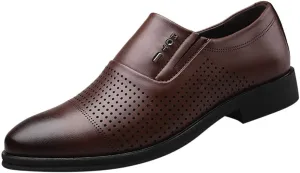 Mens Weding Shoes Casual Non Slip Leather Shoes Breathable Slip on Brogues for Men Matte Leather Business Shoe for Men Supple Formal Dress Shoe Arch Support Daily Work Footwear