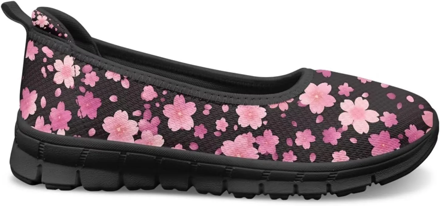 Mesh Loafers for Women Casual Comfort Slip-Ons Lightweight Walking Flats Non Slip Driving Shoes Black Sole