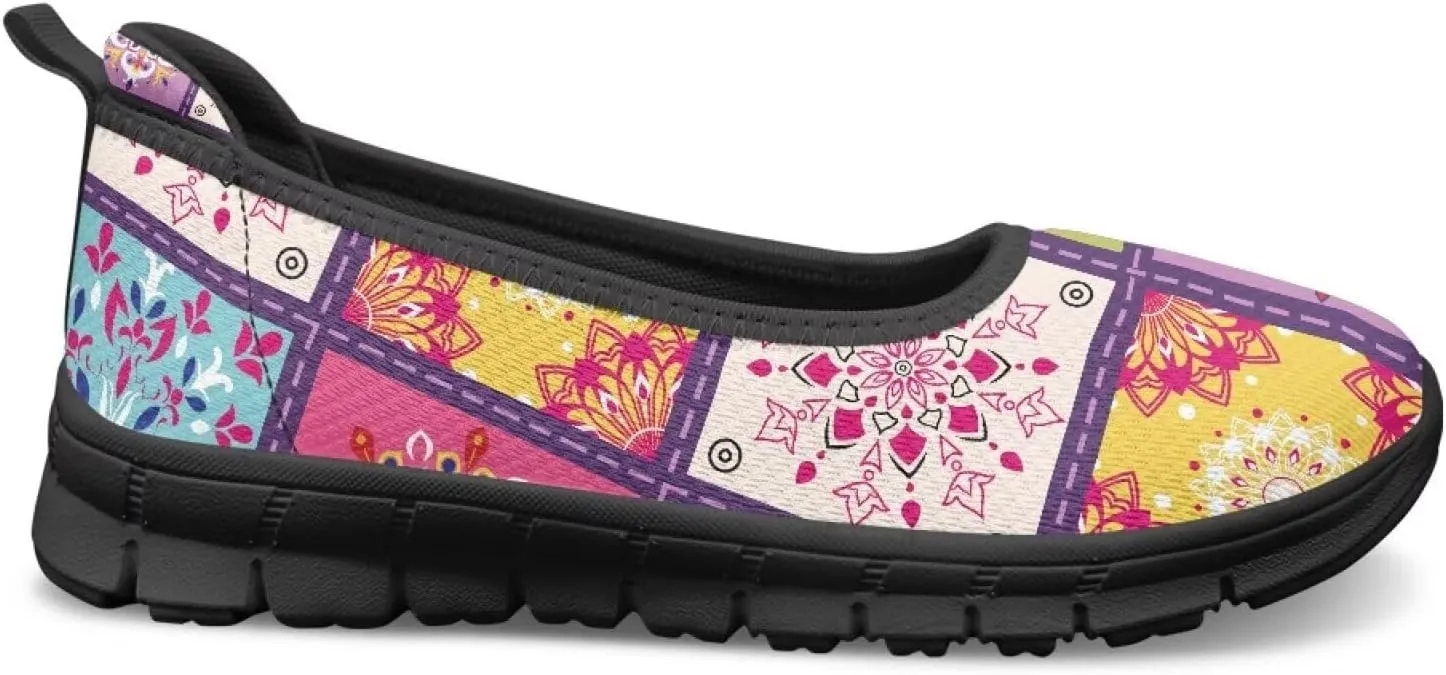 Mesh Loafers for Women Casual Comfort Slip-Ons Lightweight Walking Flats Non Slip Driving Shoes Black Sole