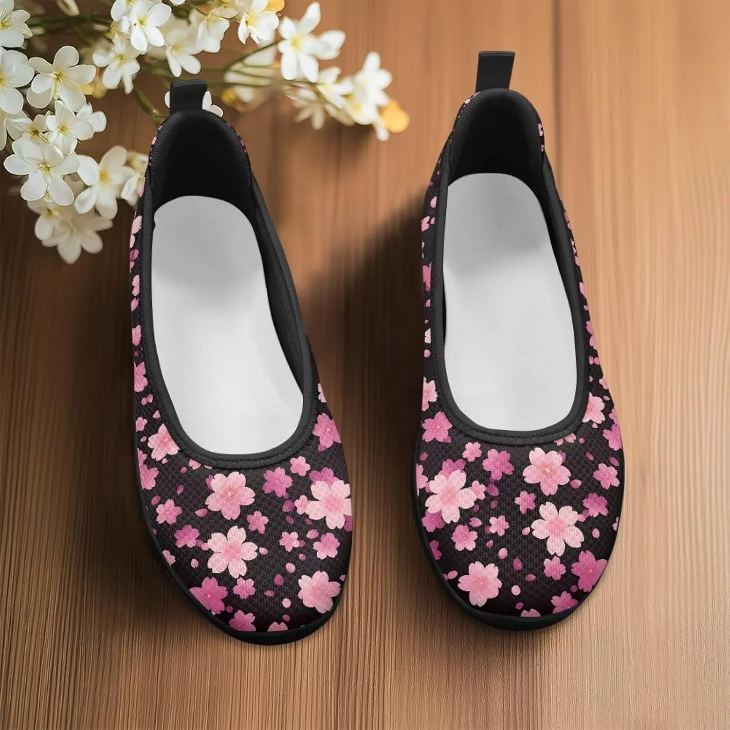 Mesh Loafers for Women Casual Comfort Slip-Ons Lightweight Walking Flats Non Slip Driving Shoes Black Sole