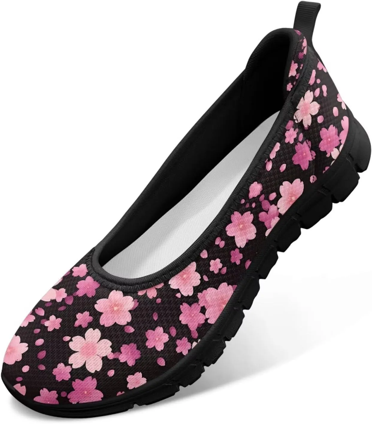 Mesh Loafers for Women Casual Comfort Slip-Ons Lightweight Walking Flats Non Slip Driving Shoes Black Sole