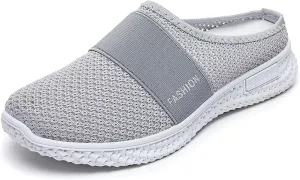 Mules Clogs for Women Summer Air Cushion Platform Mesh Mules Sneaker Sandals Fashion Backless Breathable Mesh Fabric Non Slip Clogs Comfort Soft Cushion Slip On Outdoor Walking Sneakers Slippers