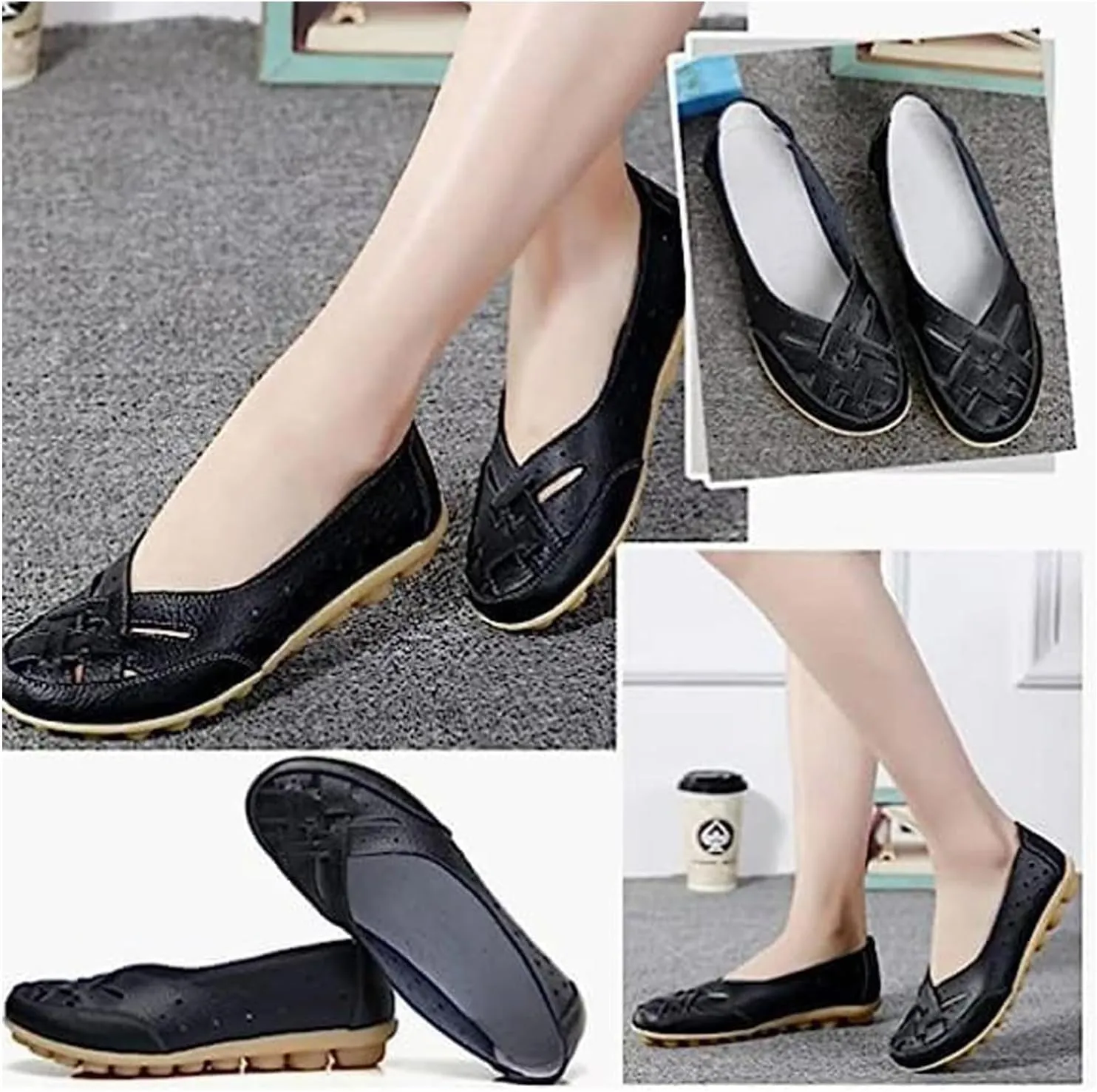 Orthopedic Loafers in Breathable Leather,Orthopedic Loafers for Women,Owlkay Shoes for Women Slip Ons