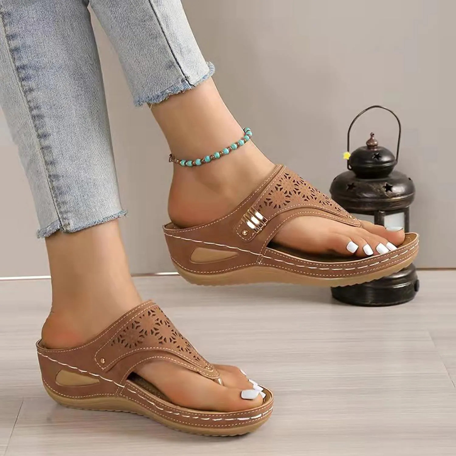 Orthopedic Sandals for Women Arch Support Wild Womens Comfortable Walking Sandals Orthopedic Flats Wide Sandals Women Comfortable Dressy Silver Womens Slip N Walking Shoes Womens Heel Sandals
