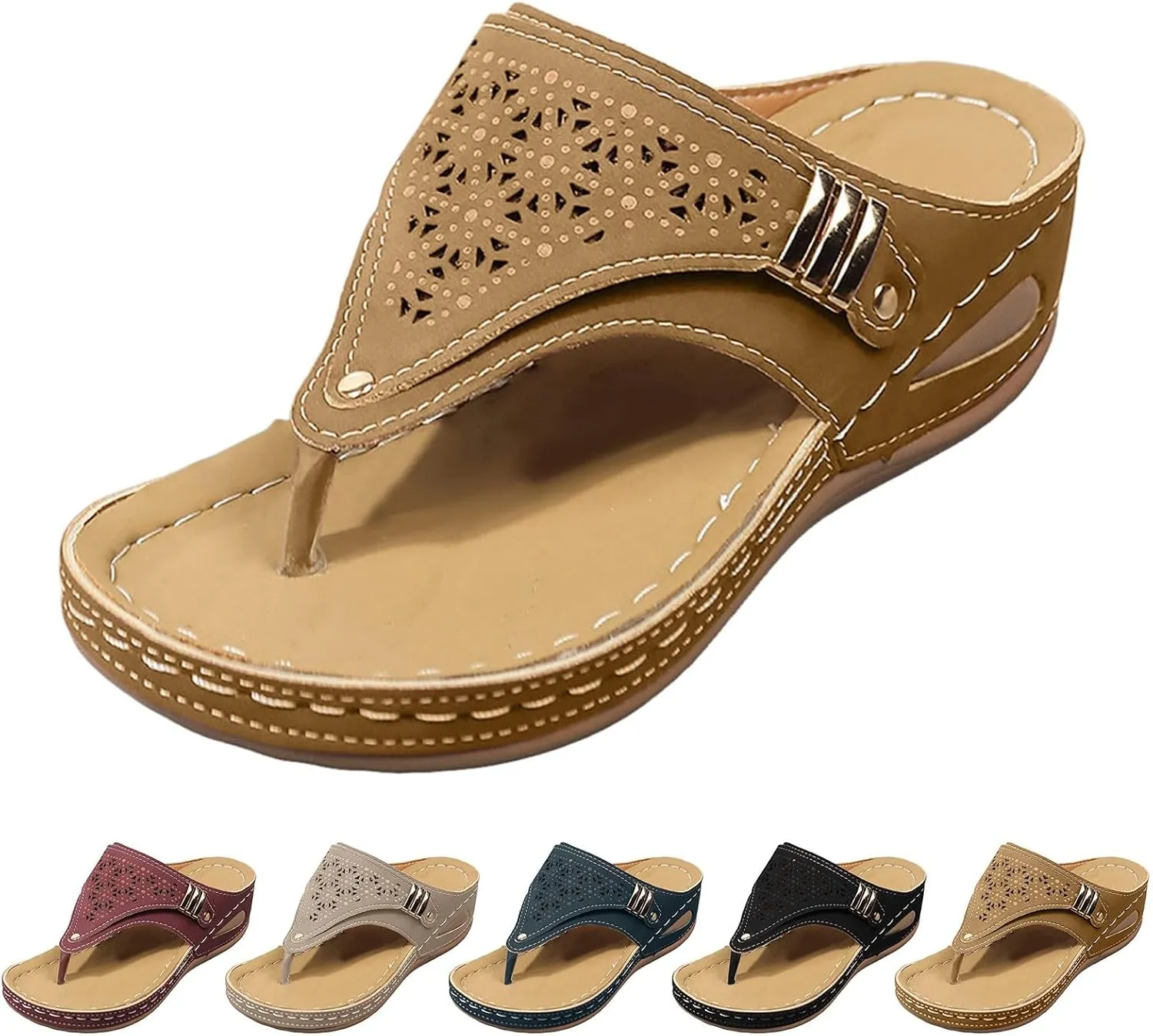 Orthopedic Sandals for Women, Women Dressy Summer Comfortable Sandals Arch Support Wedge Sandals Flip Flops Sandals