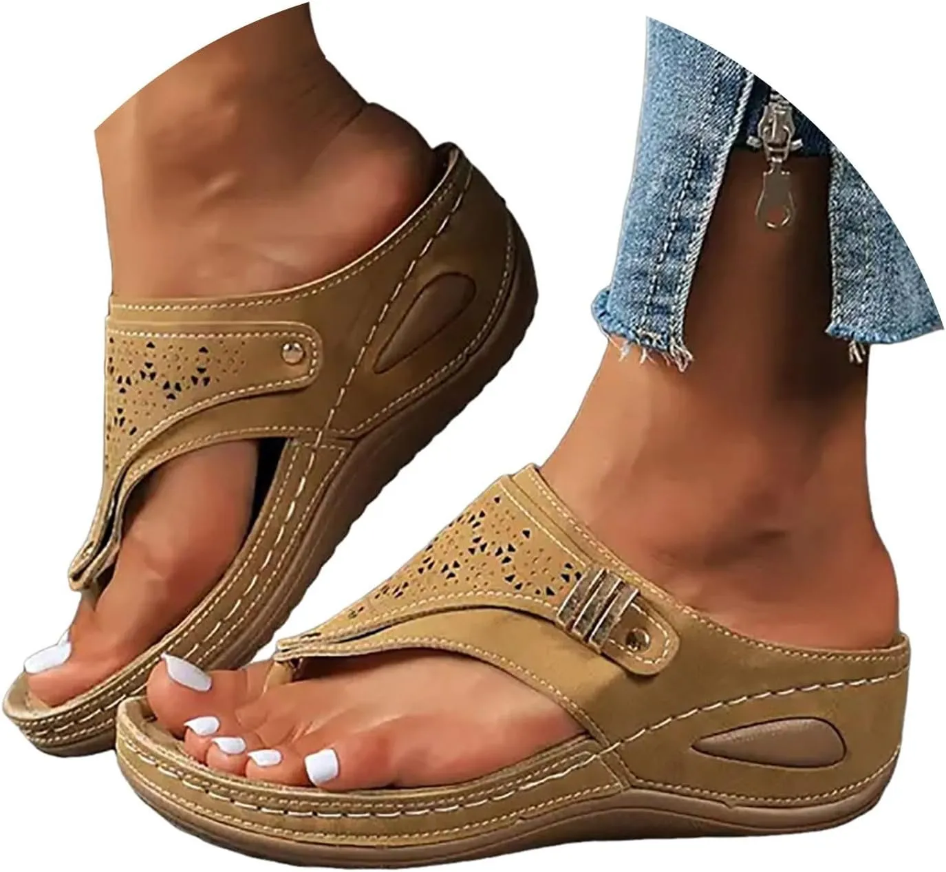 Orthopedic Sandals for Women, Women Dressy Summer Comfortable Sandals Arch Support Wedge Sandals Flip Flops Sandals