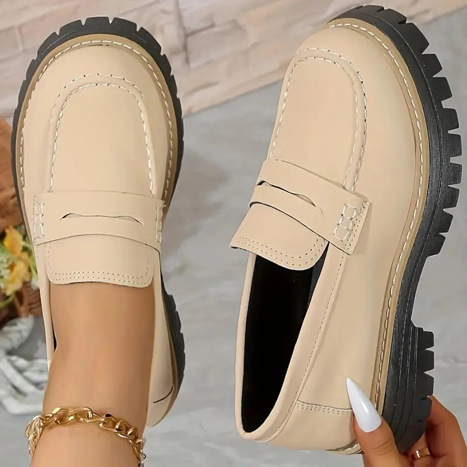 Orthopedic Shoes for Women Platform Loafers Comfort Orthopedic Shoes Womens Round Toe Walking Shoe, Slip On Shoes