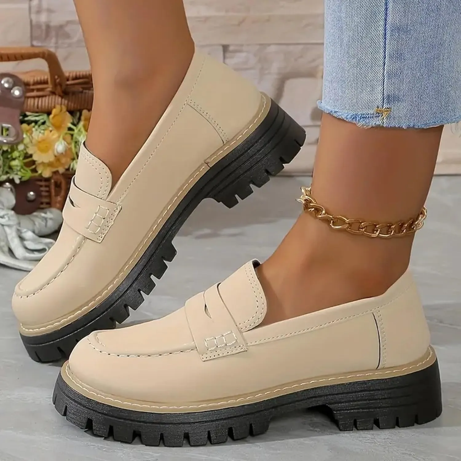 Orthopedic Shoes for Women Platform Loafers Comfort Orthopedic Shoes Womens Round Toe Walking Shoe, Slip On Shoes