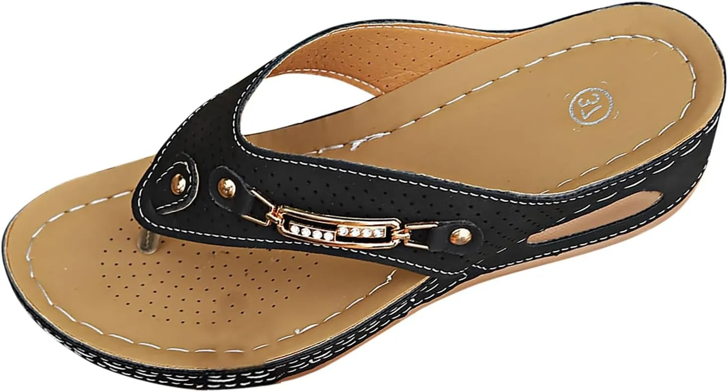 Orthopedic Wedge Sandals for Women Dressy Summer Comfortable Walking Sandals with Arch Support Fashion Platform Slides Shoes