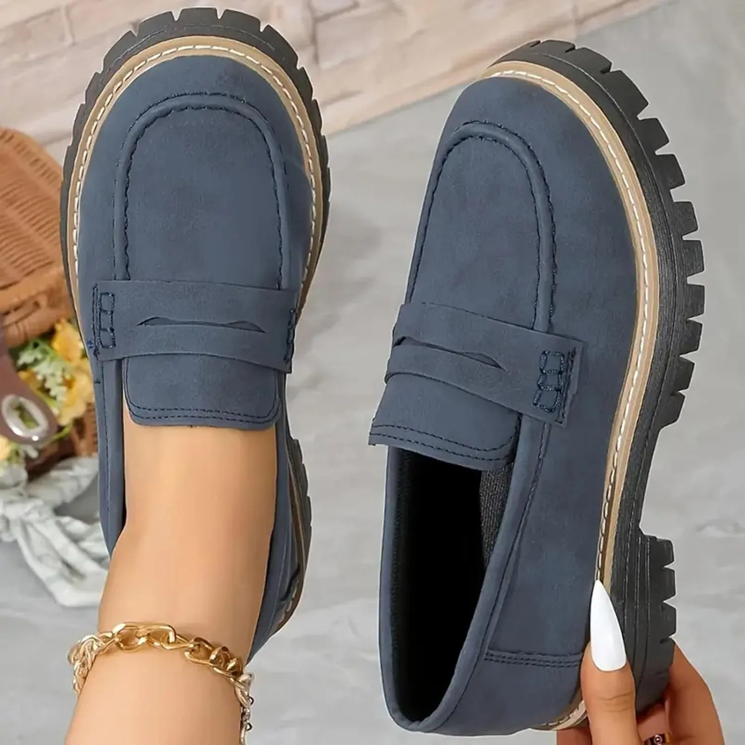 Orthoture-Orthopedic Platform Loafers Casual Comfortable Soft Womens Shoes Womens Round Toe Flat Walking Shoes