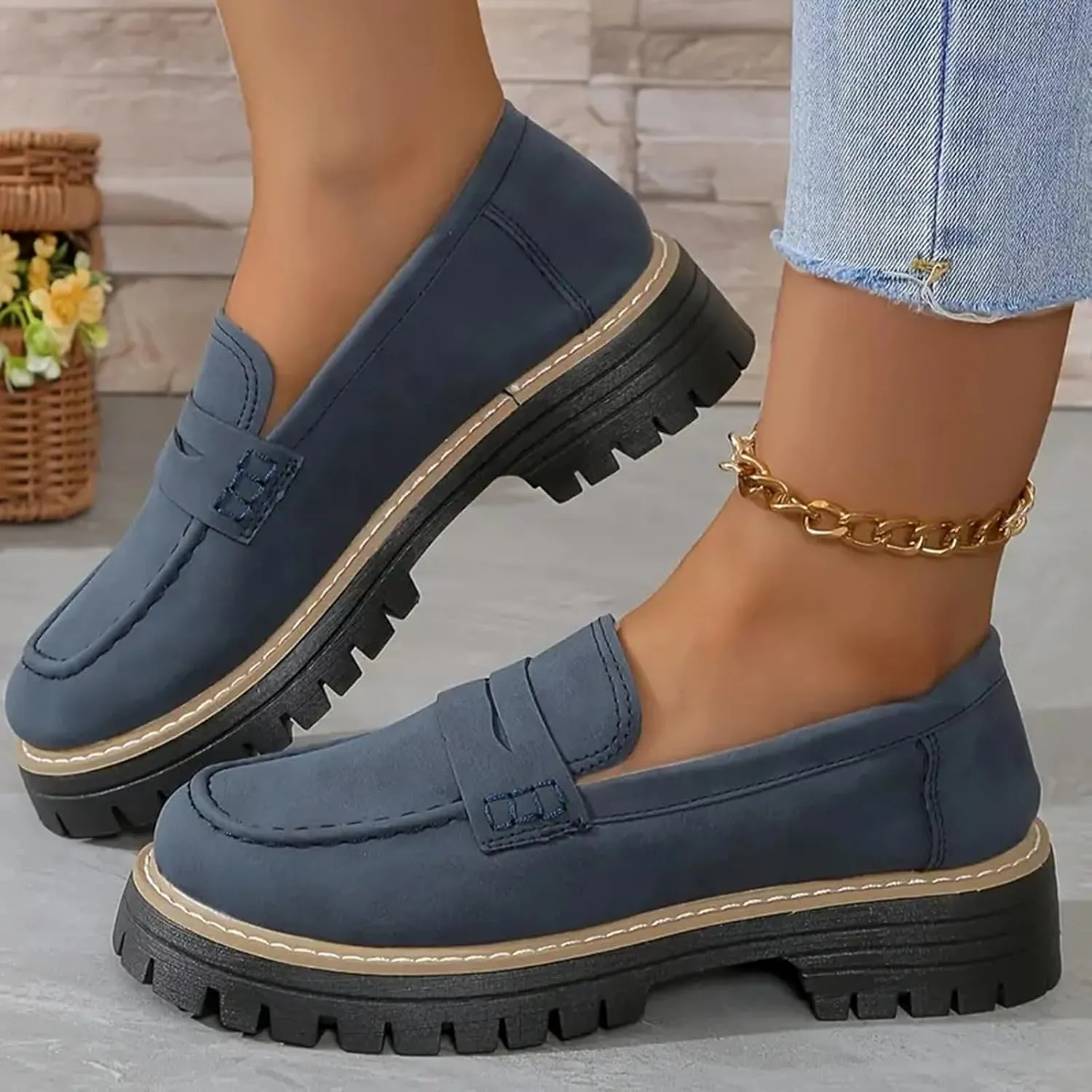 Orthoture-Orthopedic Platform Loafers Casual Comfortable Soft Womens Shoes Womens Round Toe Flat Walking Shoes