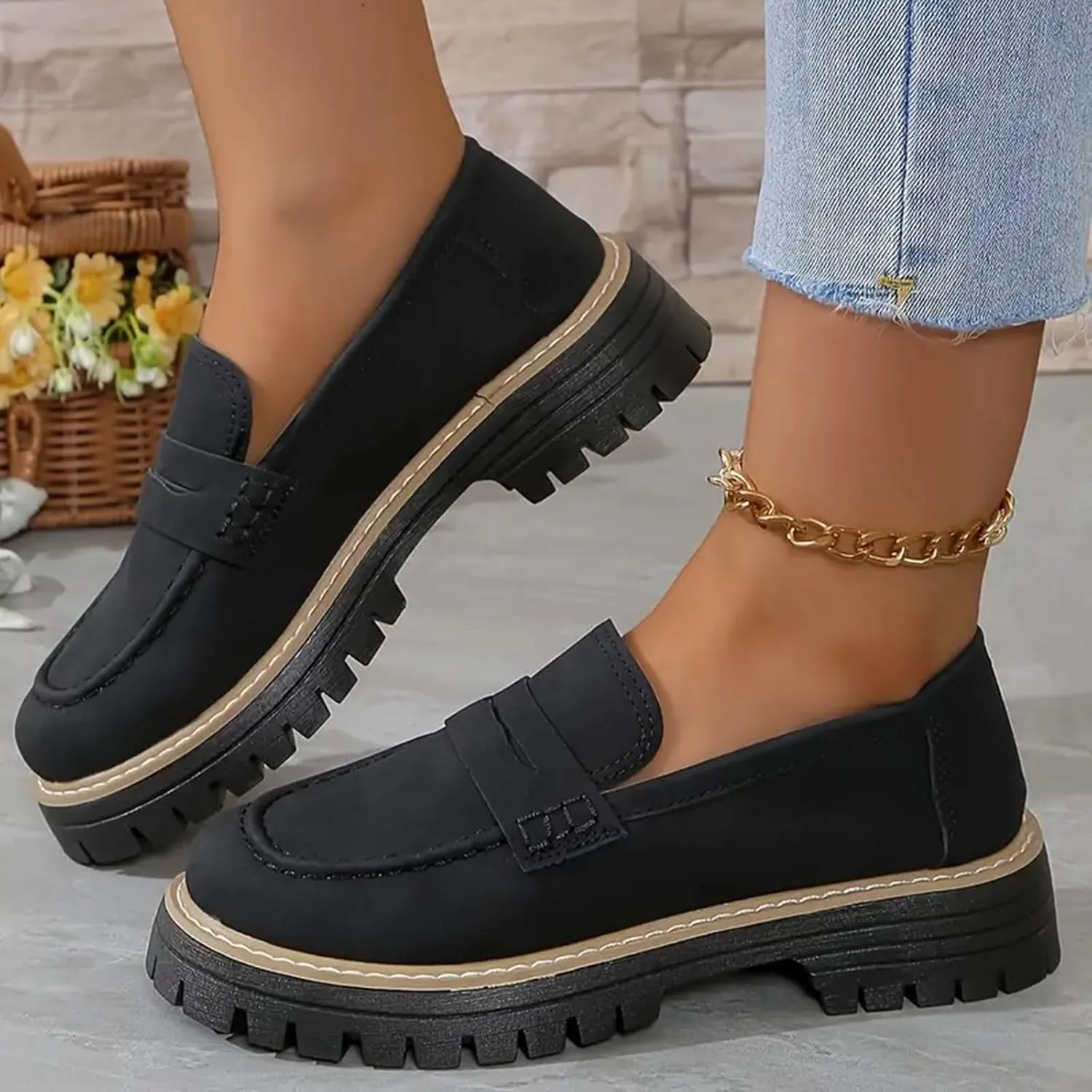 Orthoture-Orthopedic Platform Loafers Casual Comfortable Soft Womens Shoes Womens Round Toe Flat Walking Shoes