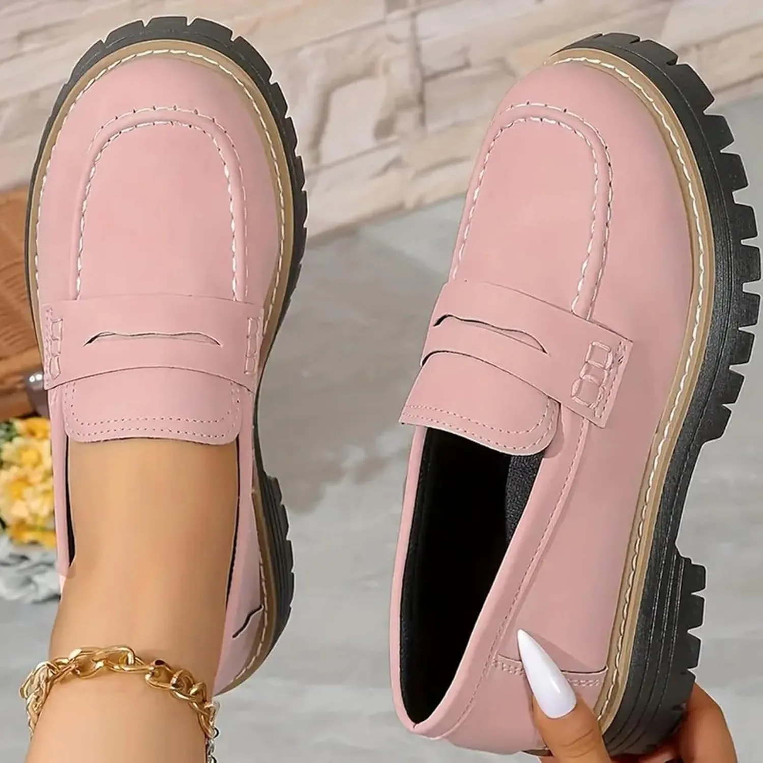 Orthoture-Orthopedic Platform Loafers Casual Comfortable Soft Womens Shoes Womens Round Toe Flat Walking Shoes