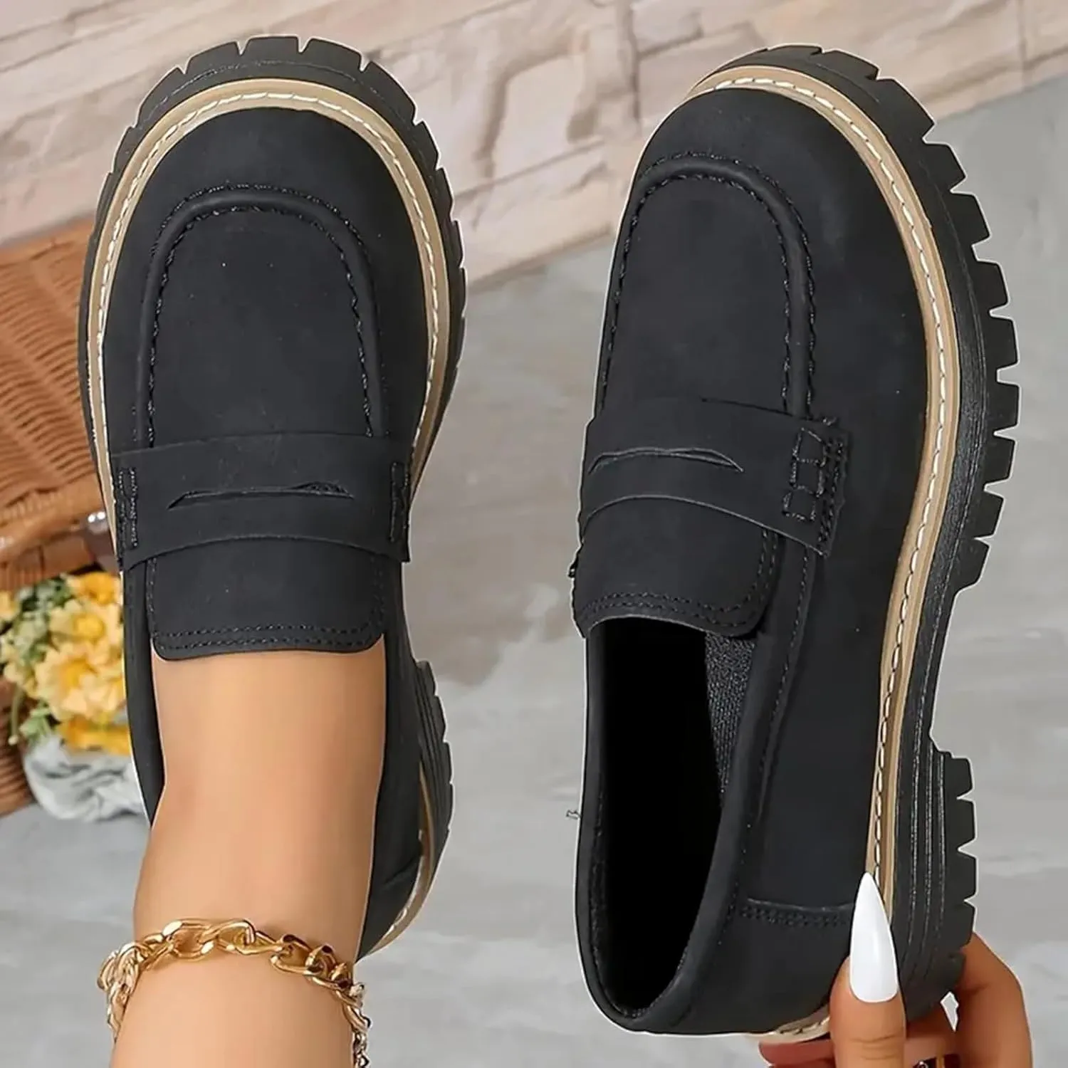 Orthoture-Orthopedic Platform Loafers Casual Comfortable Soft Womens Shoes Womens Round Toe Flat Walking Shoes