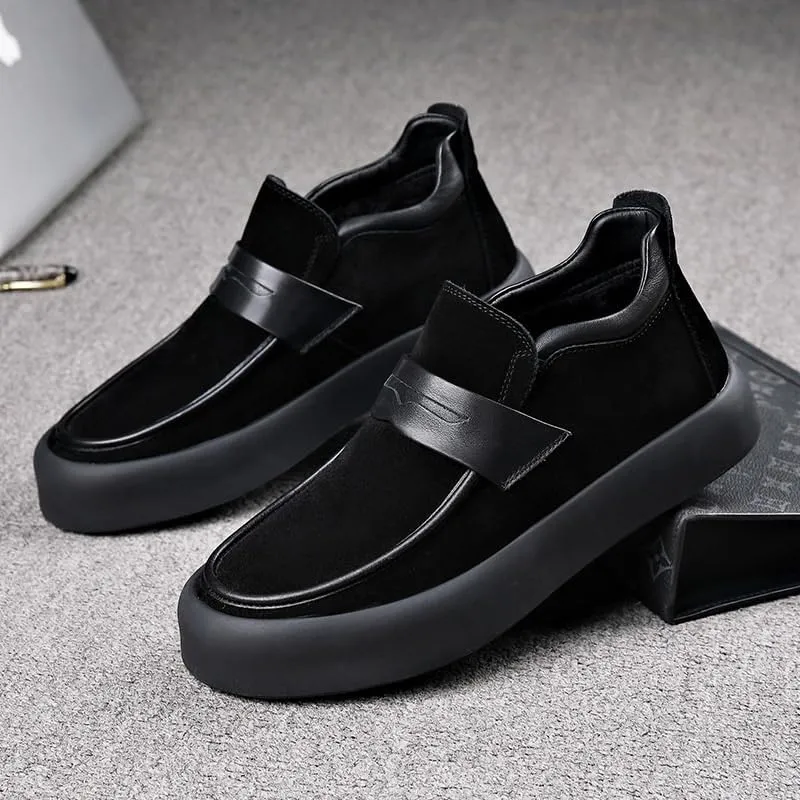 Party Loafers for Men's Pu Leather Uniform Solid Color Block Heel Shoe for Casual Wedding Party Prom Slip-on