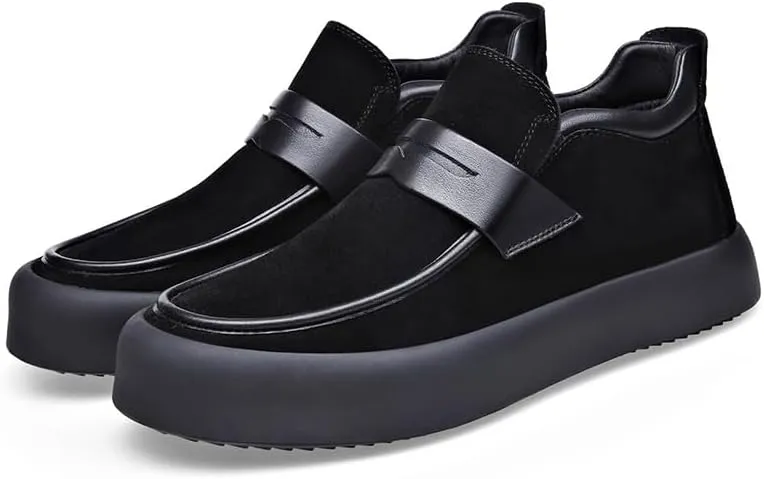 Party Loafers for Men's Pu Leather Uniform Solid Color Block Heel Shoe for Casual Wedding Party Prom Slip-on