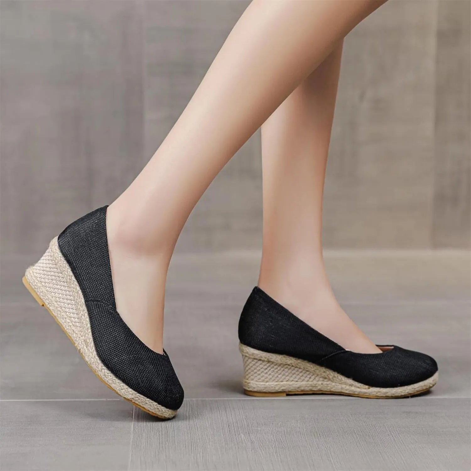 Platform Espadrilles for Women Dressy Closed Toe Slingback Pointed Toe Comfortable Wedge Pumps Shoes Slip On Wedge Sandals Mid Low Heel Canvas Walking Shoes