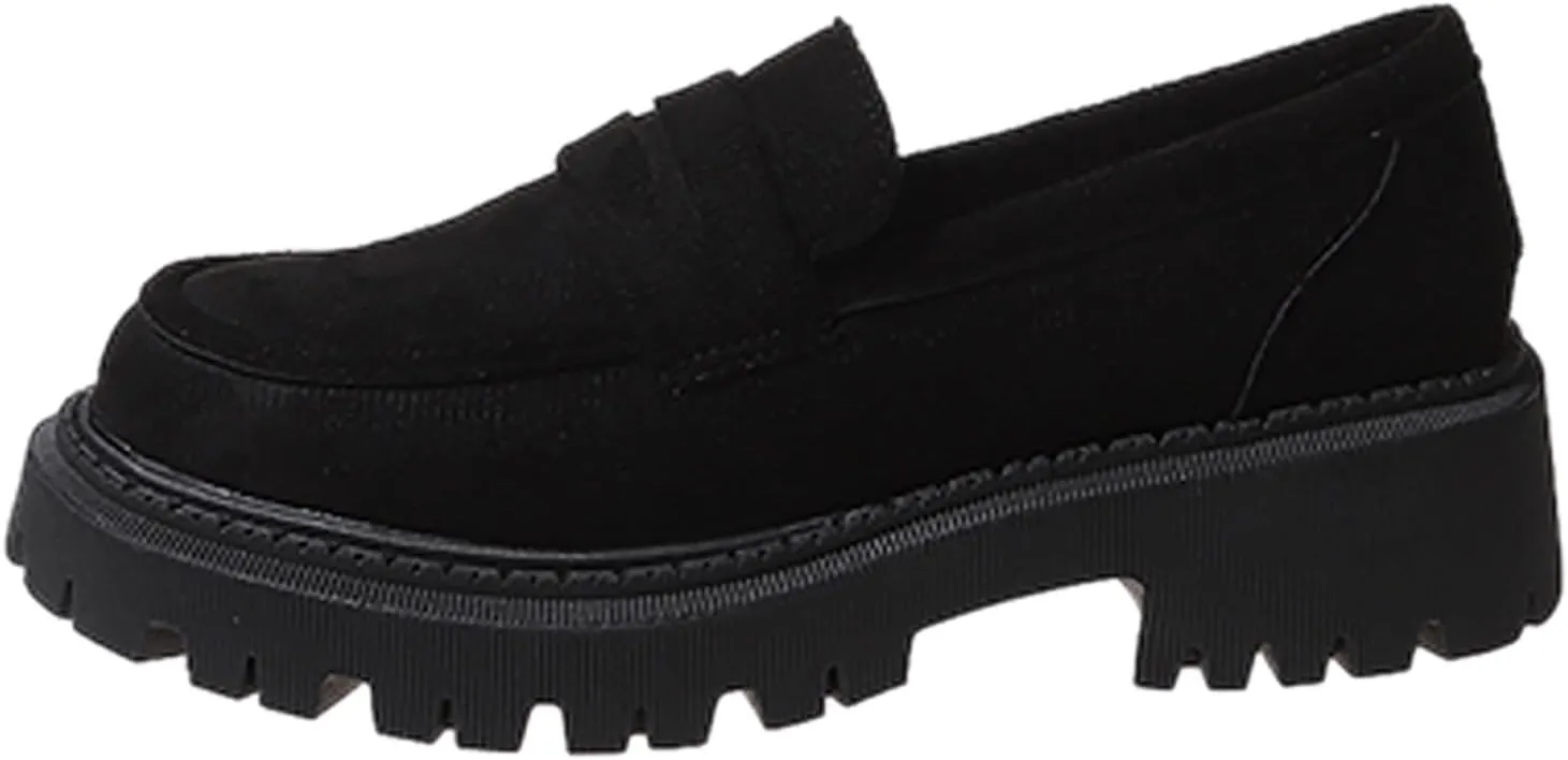 Platform Loafers for Women Comfort Slip On Loafers Casual Business Shoes Classic Fall Shoes Leather Penny Loafers