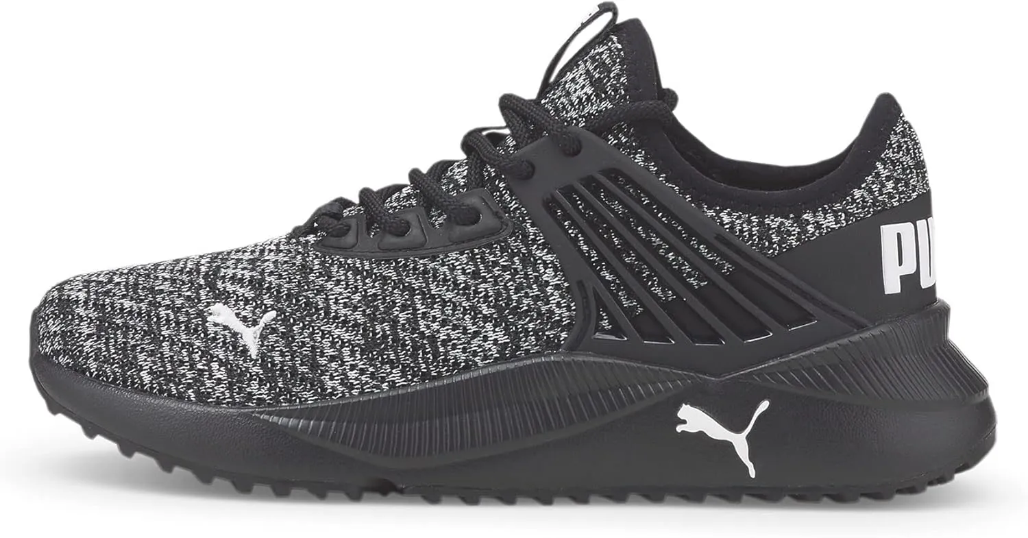 Puma Pacer Future Doubleknit Sneaker, Black Black White, 4.5 US Unisex Big Kid