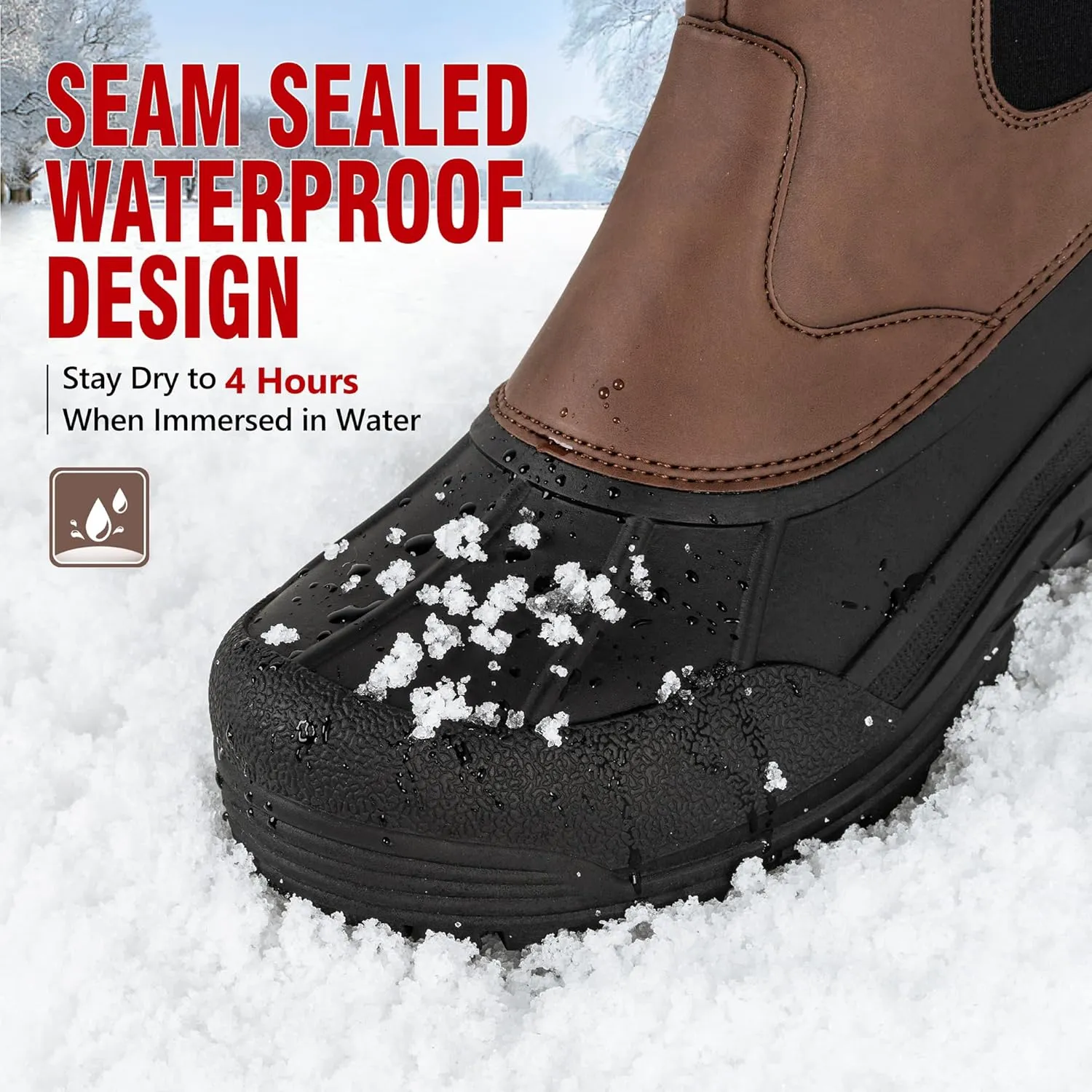 R CORD Snow Boots for Men Waterproof Mens Snow Boots Non-Slip Insulated Warm Durable Winter Boots for Men Winter Hiking Boots High Traction Outdoor Boots for Men