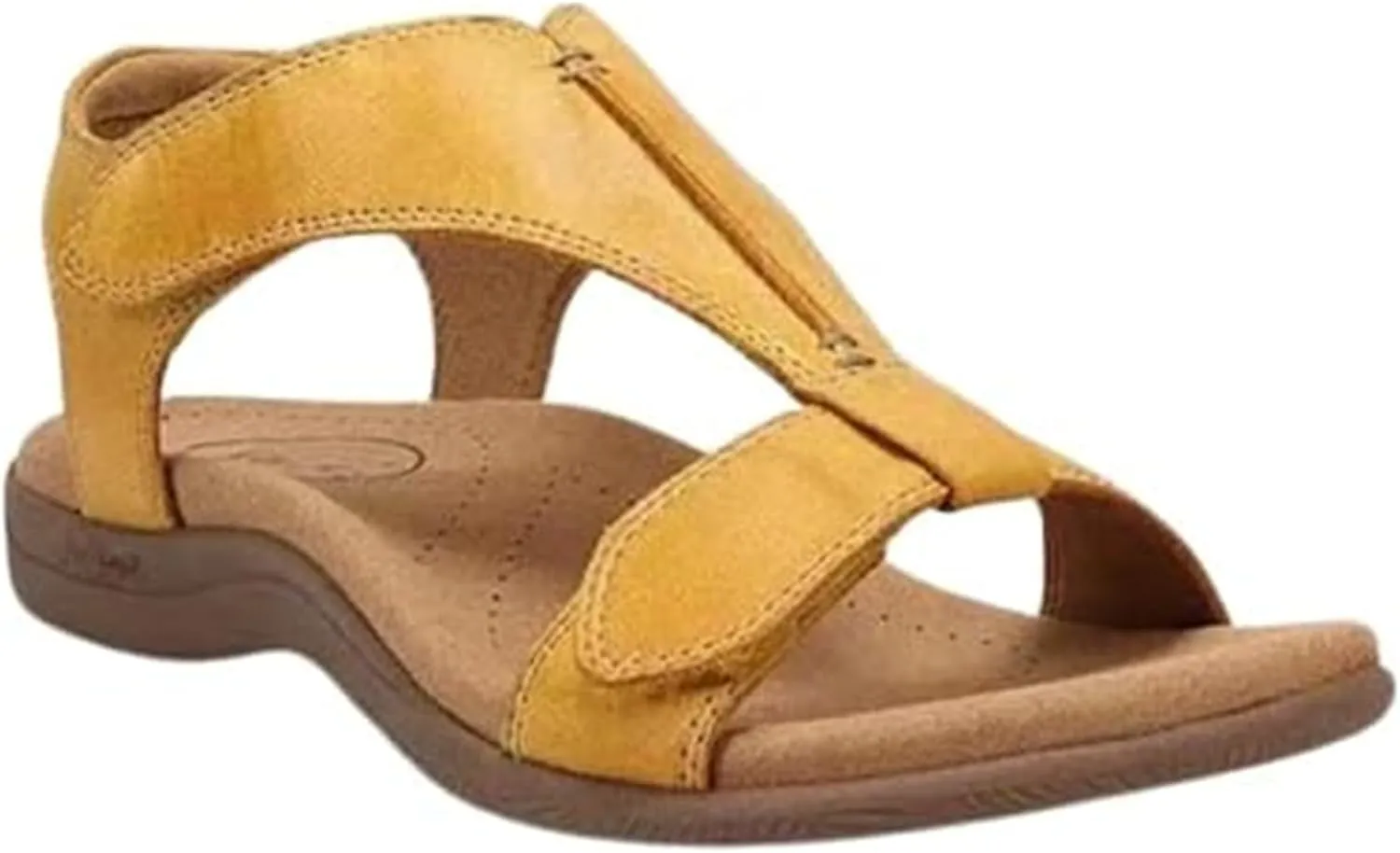 Sandals for Women Casual Summer Leather Sandal Platform Wedge Sandal Comfort Arch Support Cooling Gel Padding and an Adjustable Fit Walking Comfort Sandals,Yellow,US4.5/EU35
