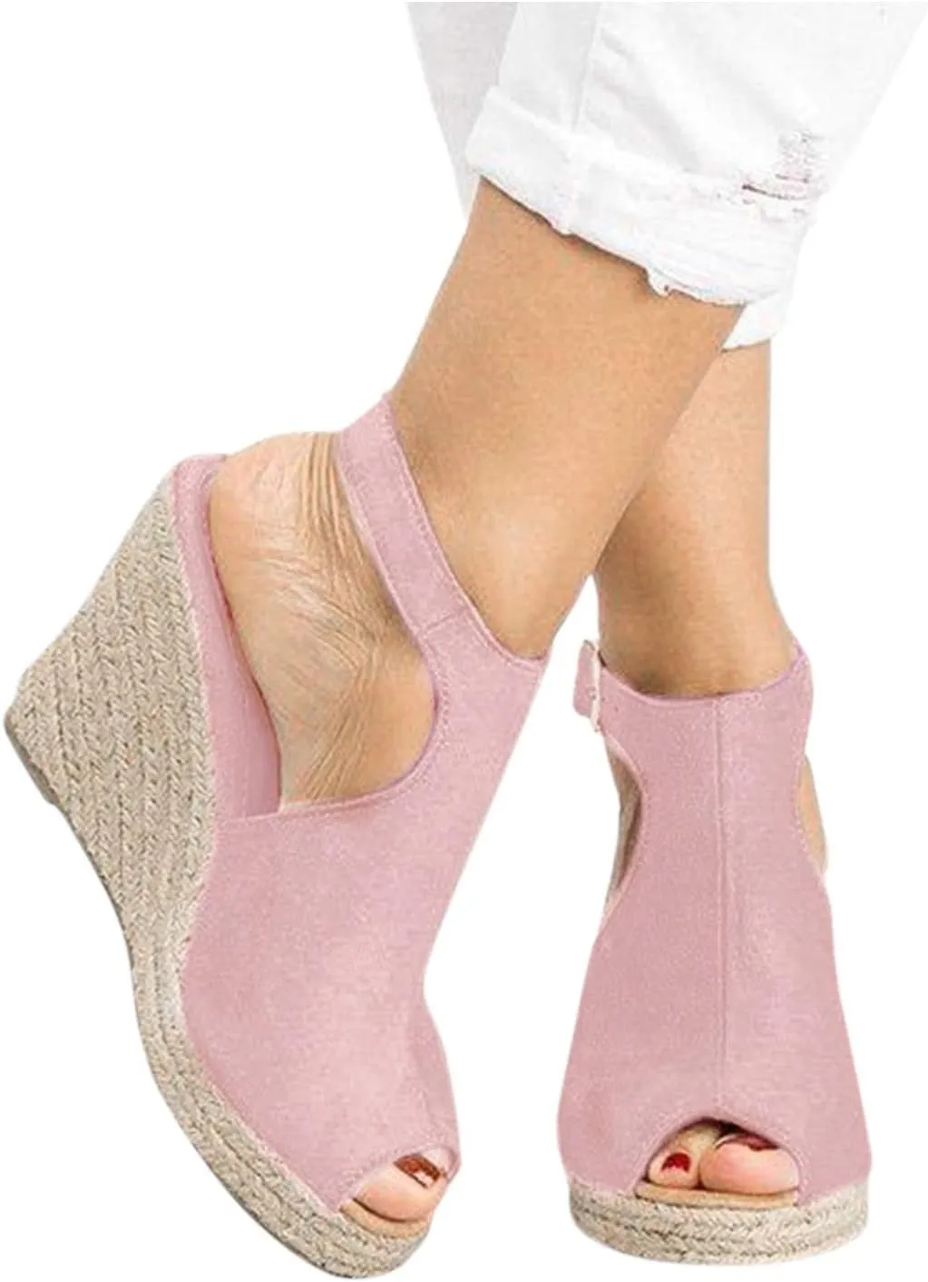 Sandals for Women Dressy Summer, Women's Suede Peep Toe Ankle Booties Cut Out Stacked Block Heel Ankle Boots Women