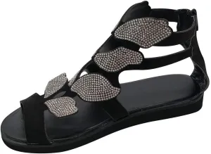 Sandals for Women Platform,Women Gladiator Sandals Flat Summer Leopard Print Strappy Lace Up Open Toe Knee High Flat Sandal