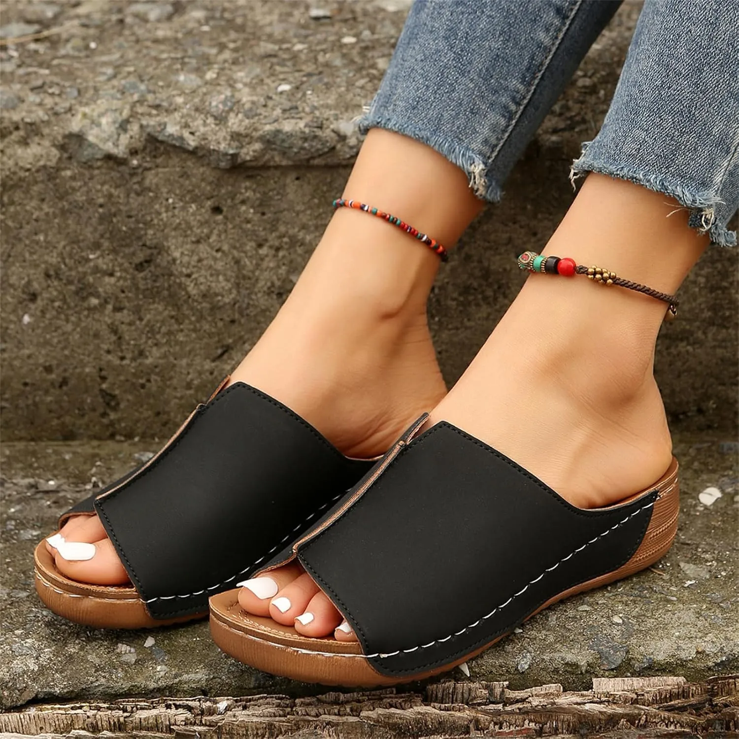 Sandals Women Comfortable Dressy Arch Support Orthotic Flip Flops Summer Casual Flat Feet Walking Orthopedic Slippers Slides