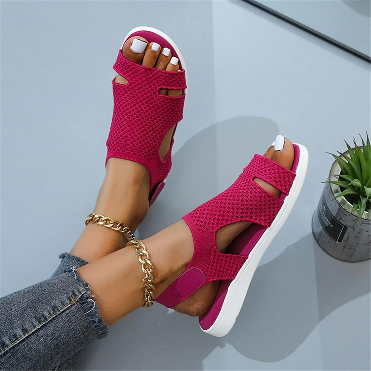 Sandals Women Comfortable Dressy Wedge Platform Sandals Ankle Strap Casual Summer Flatform Walking Orthopedic Shoes