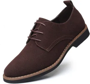 Santimon Men's Casual Oxford Shoes Classic Suede Formal Business Lace Up Dress Shoes