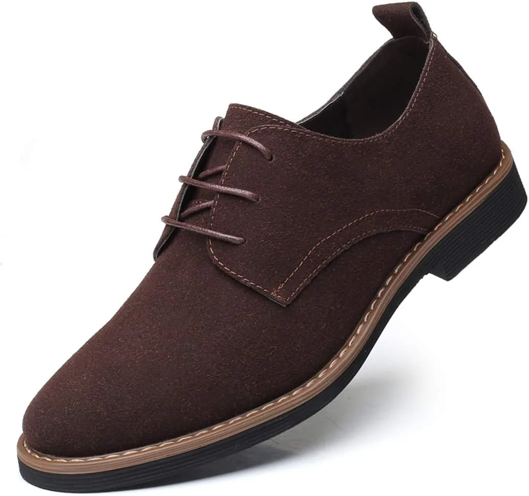 Santimon Men's Casual Oxford Shoes Classic Suede Formal Business Lace Up Dress Shoes
