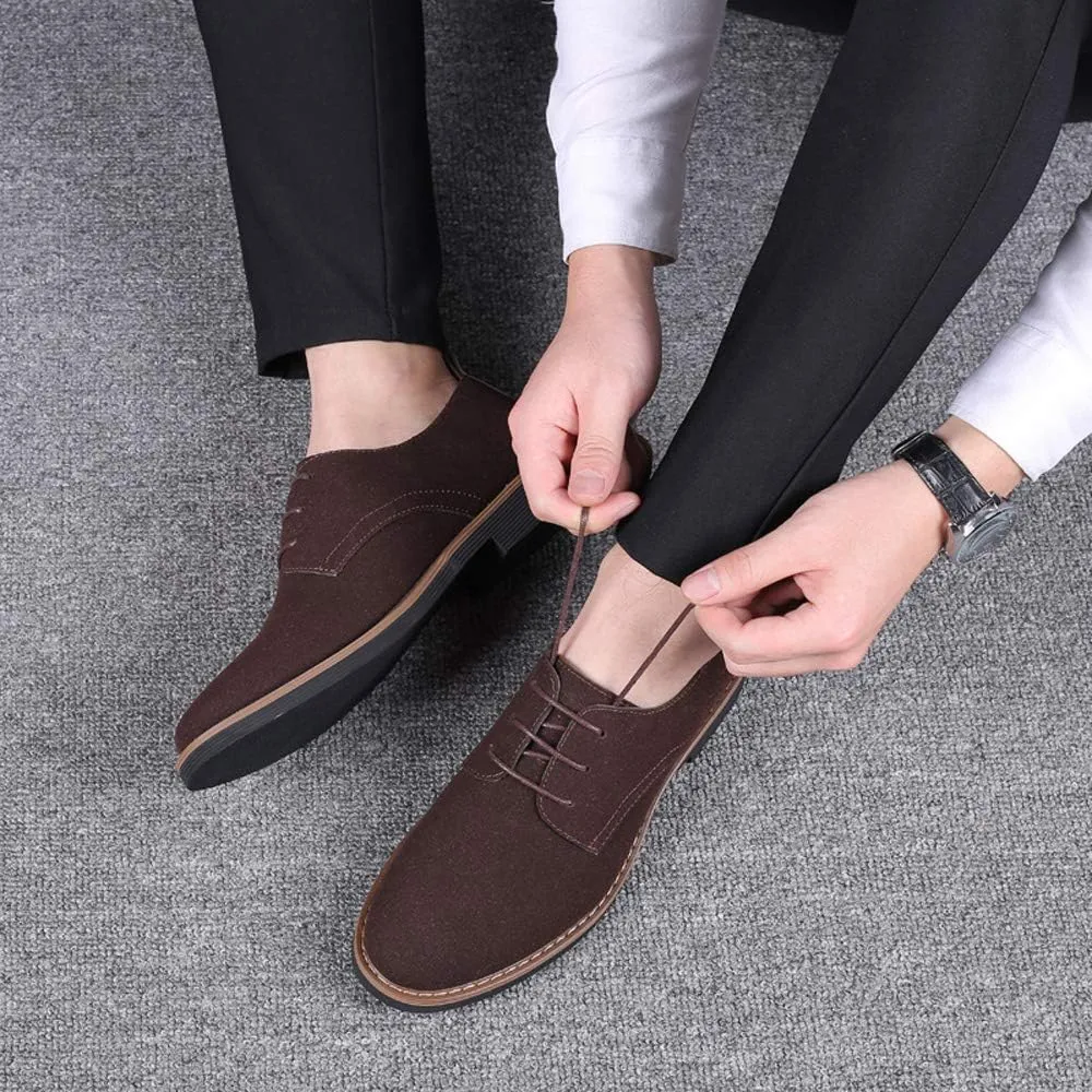 Santimon Men's Casual Oxford Shoes Classic Suede Formal Business Lace Up Dress Shoes