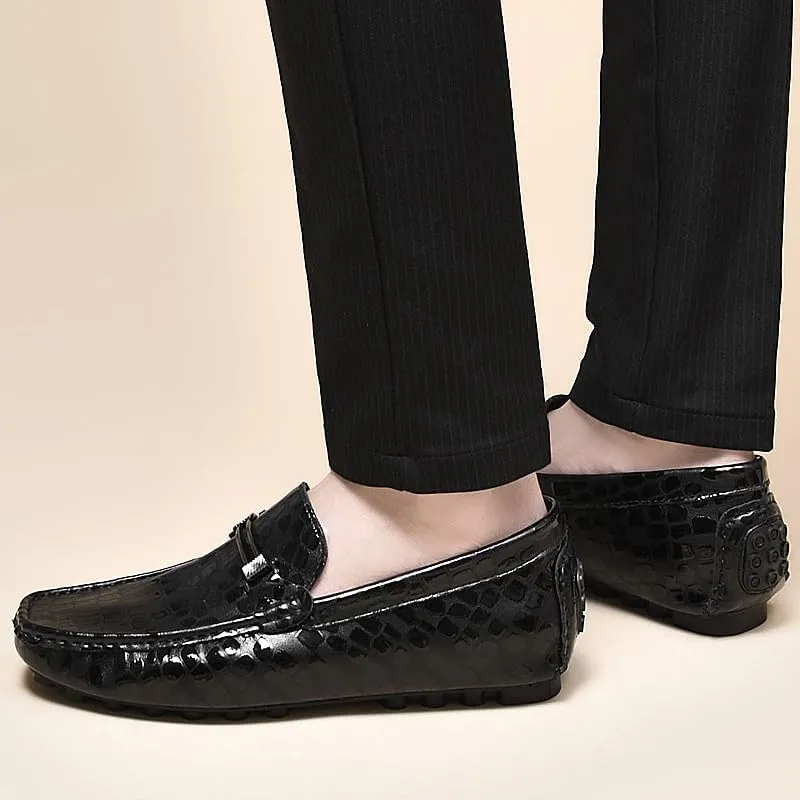 Santimon Men's Genuine Leather Horse-Bit Flat Moccasin Loafers Casual Lightweight Driving Boat Shoes