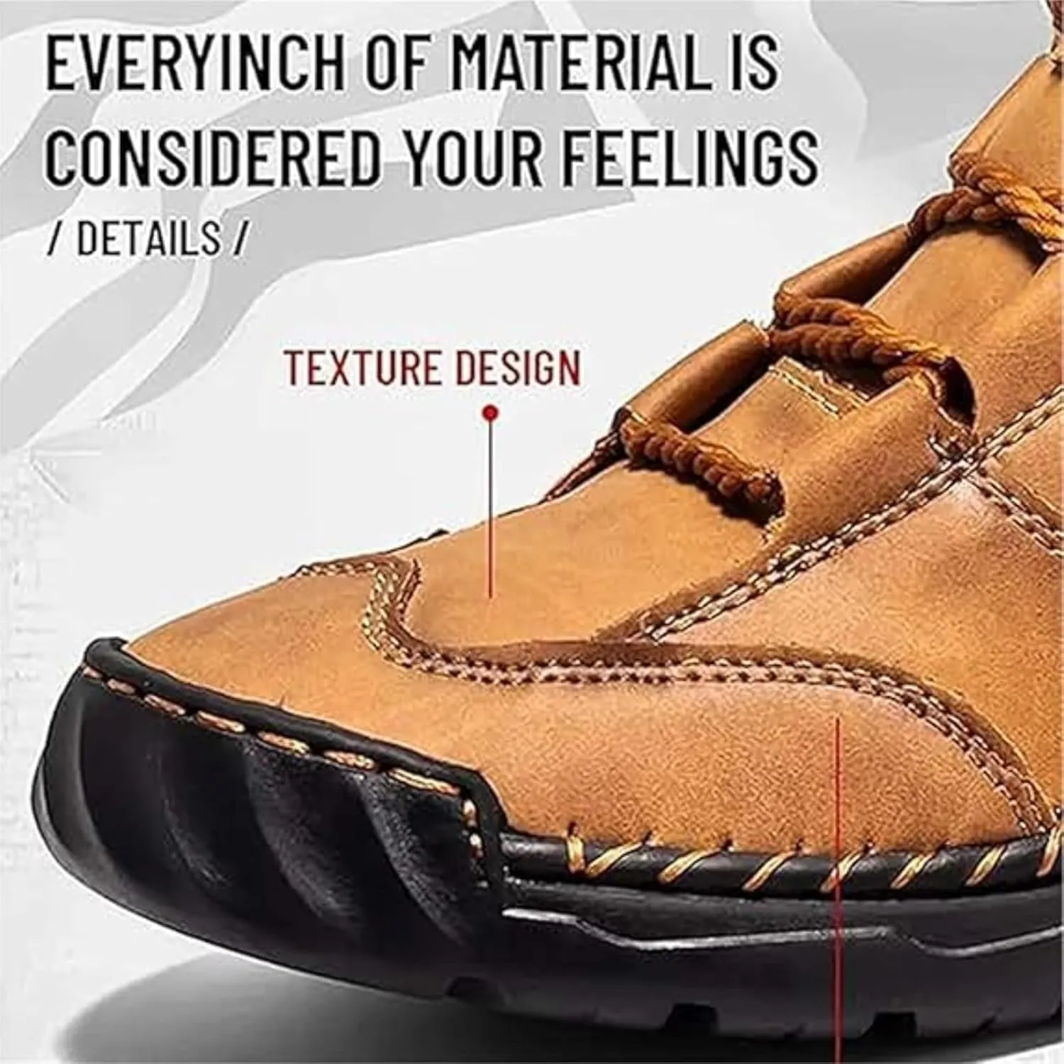 Sawbehind Men's Comfortable Handmade Leather Boots, Outdoor Sawbehind Leather Boots Wide, Waterproof, Arch Support