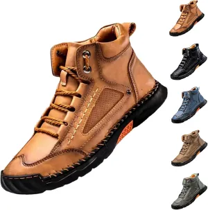 Sawbehind Men's Comfortable Handmade Leather Boots,Arch Support, Spacious Toe Box Outdoor Leather Shoes