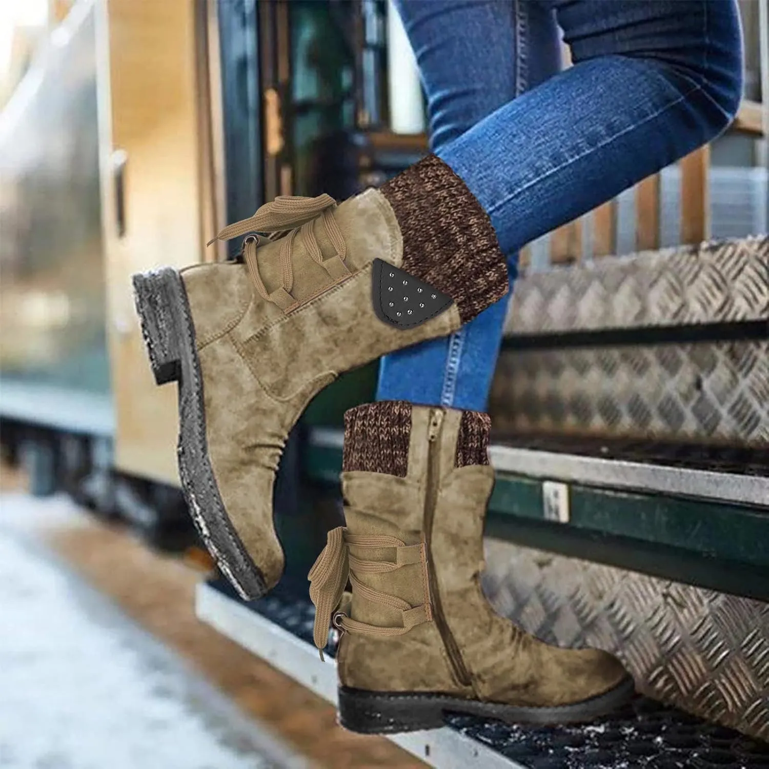 SBGMoSJ Winter Boots for Women Waterproof Snow Wide Width Boots Snow for Women 2023 Womens Winter Boots Size 7 Waterproof Mid Calf Winter Boots for Women Botas Para Mujer Contra El Agua Y Frio
