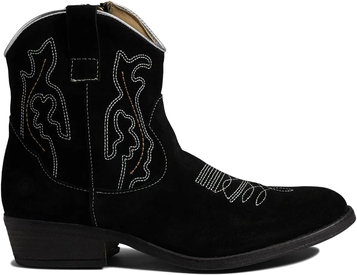 SHODENSE Cowboy Boots Women Embroidered Ankle Booties Low Chunky Stacked Heel Pointed Toe Mid Calf Western Boots Zipper Suede Cowgirl Boot Wide Calf Snip Toe Vintage Fall Boot Exotic Comfort 4-11 M US