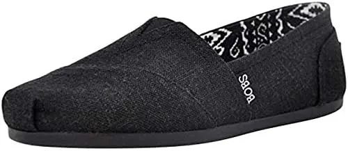Skechers Women's Bobs Plush-Best Wishes Slip-On Flat, Black/Black, 8 W US
