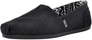 Skechers Women's Bobs Plush-Best Wishes Slip-On Flat, Black/Black, 8 W US