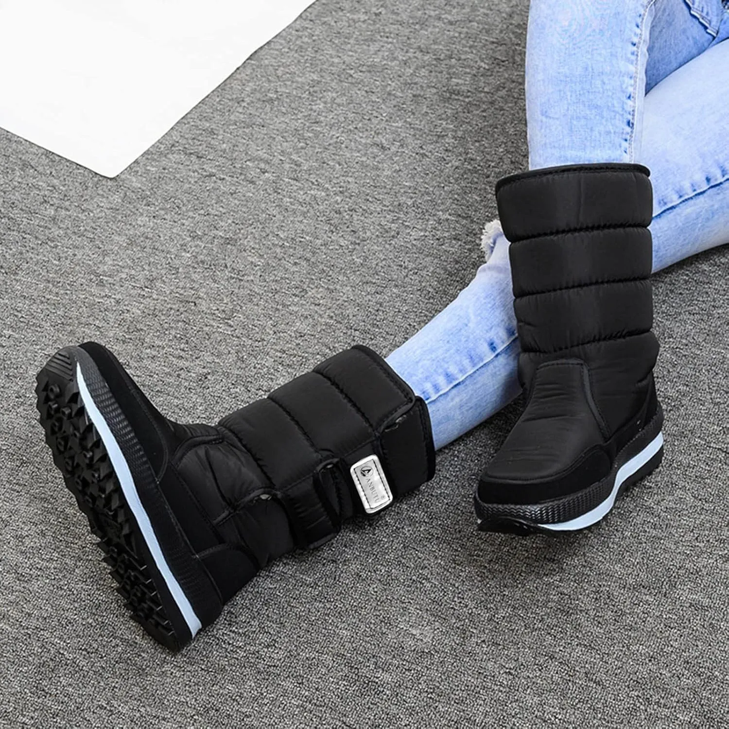Snow Boots for Women Waterproof Warm Fur Lined Boots Winter Hiking Boots Non-Slip Comfortable Mid Calf Outdoor Boots